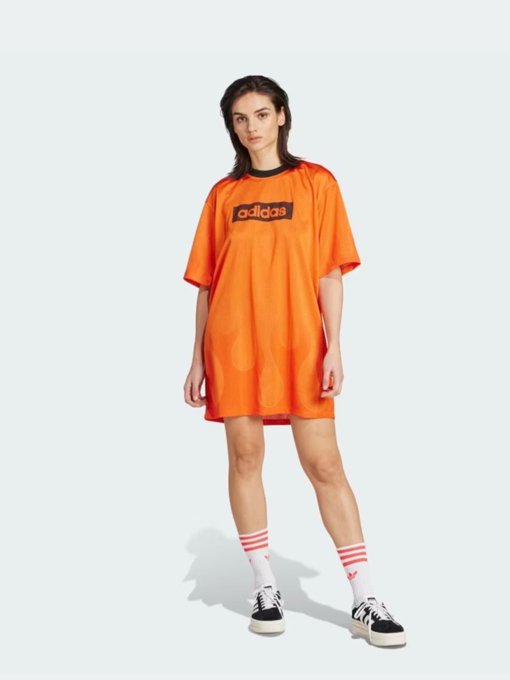Adidas Originals [M] Hockey T-Shirt Dress w/Flames Graphics Orange JX7601